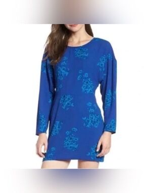 NWT Leith Blue Floral Longsleeve Mini Dress, size L